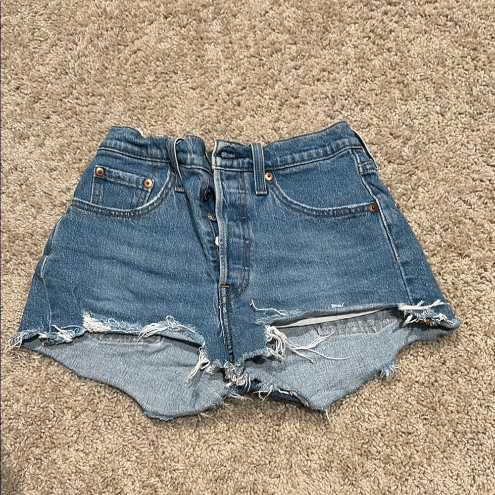 Levi's 501 Original Blue Jean Shorts Distressed Cut-Off Style